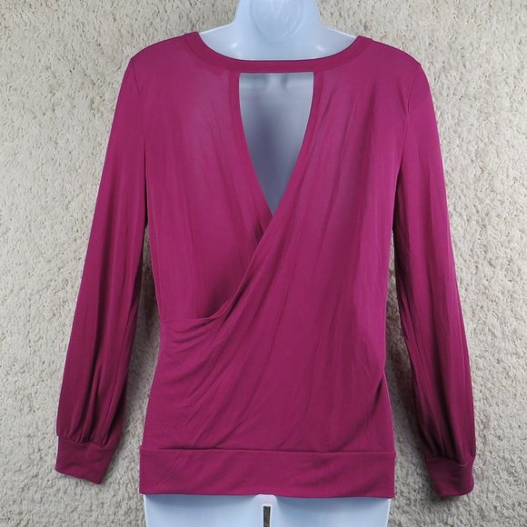 LOFT* Women's Long Sleeve Crew Neck Straight Hem Low Crossbody Back Blouse~ XS - Picture 2 of 10
